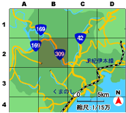 入鹿温泉ホテル瀞流荘への地図