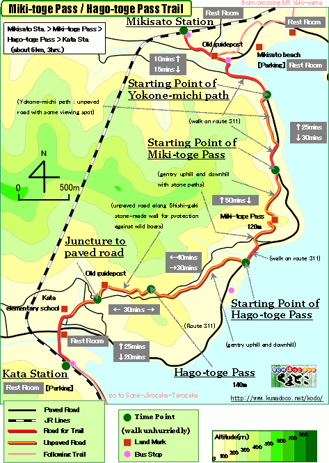 Miki-toge Pass/Hago-toge Pass Map